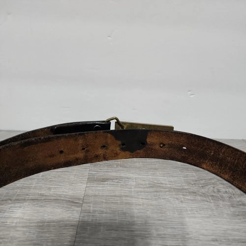 BTS Genuine Leather Belt with Solid Brass Belt‎ Eagle Buckle Rare Vintage 1983